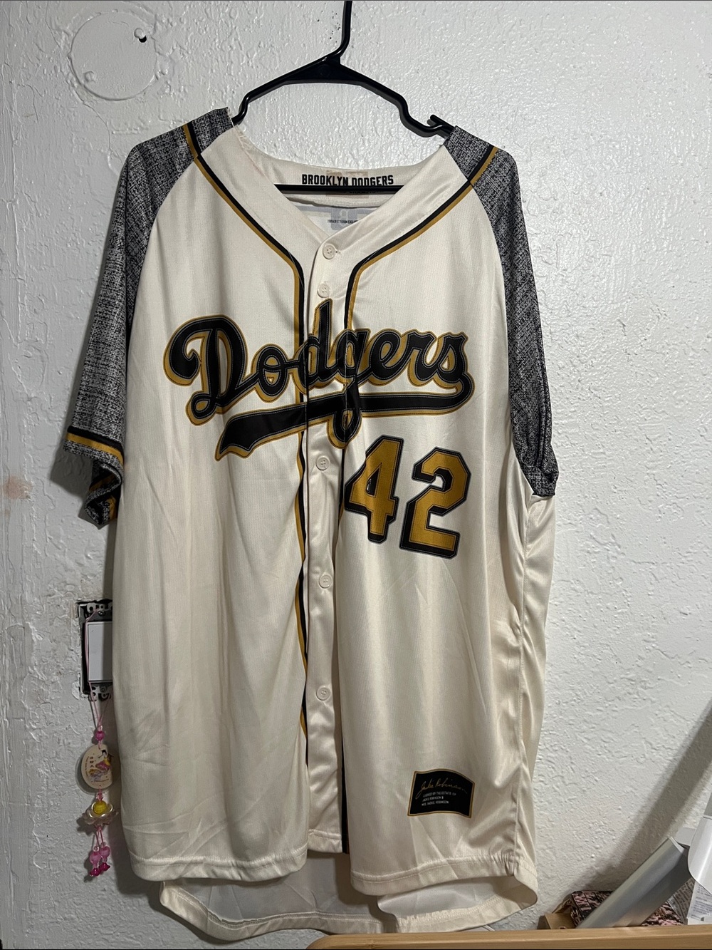 LA x Brooklyn Dodgers Jersey Mens XL White MLB Baseball Jackie Robinson